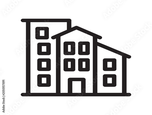 Modern Condominium Building Line Art Vector Illustration Minimalist Outline