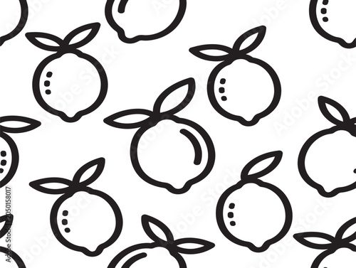 Seamless Lemon Pattern Line Art Vector Illustration for Design Backgrounds