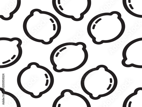 Repeating Lemon Slice Pattern Line Art Vector Illustration Minimalist Design