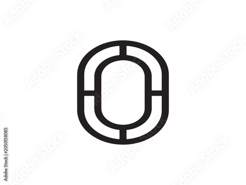 Decorative oval line art icon vector illustration minimalist outline design
