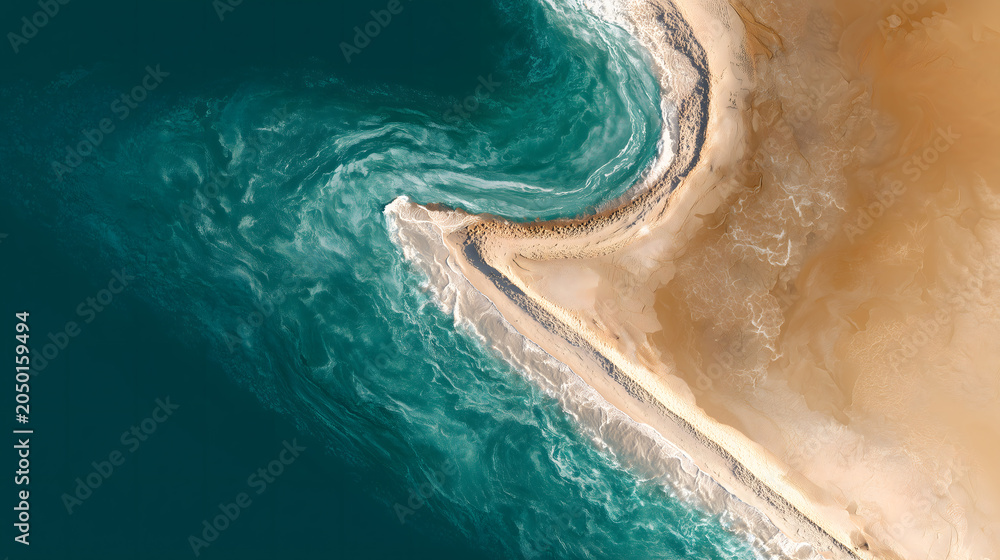 Fototapeta premium Bath Water Swirling into Drain Creating Natural Spiral from Above