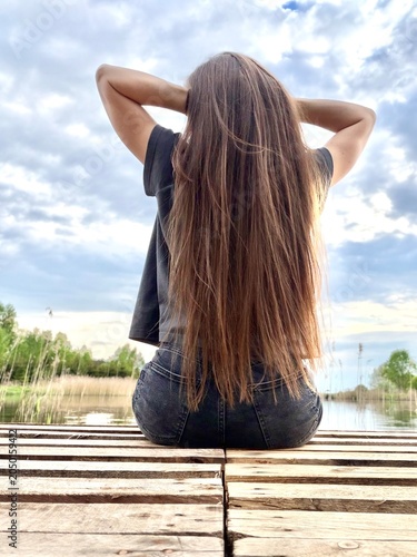woman on the lake