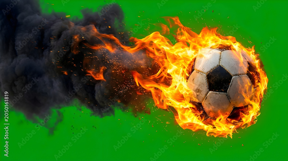 Fototapeta premium Un ballon de football en feu