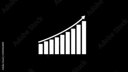 Business growth concept in graph chart animation. Infographics Business graph with rising arrow icon.  business growth and graph chart icon animation background.