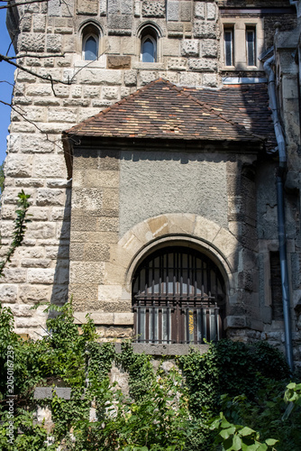 Facade of an ancient building in Budapest, Hungary