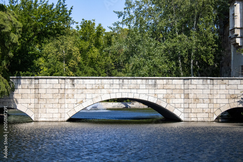 bridge on the river, Vajdahunyad Castle, historical monument, Budapest, Hungary