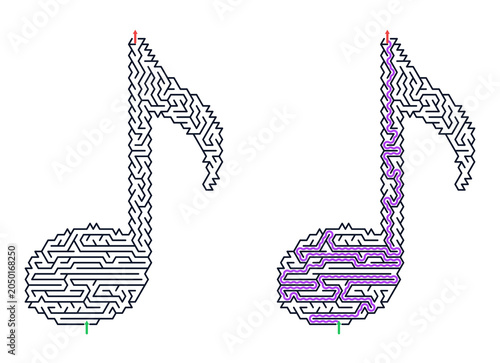 Labyrinth puzzle in the form of a note featuring intricate design  