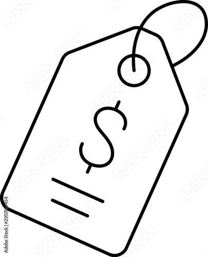 Minimal Price Tag Line Art Vector Icon