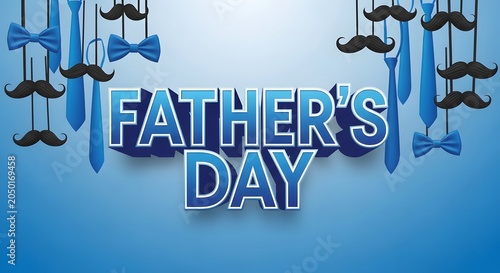 blue background with happy fathers day text poster