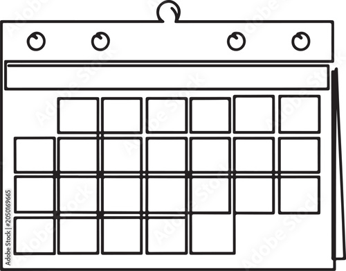 Photos Continuous one line drawing of empty loose-leaf calendar