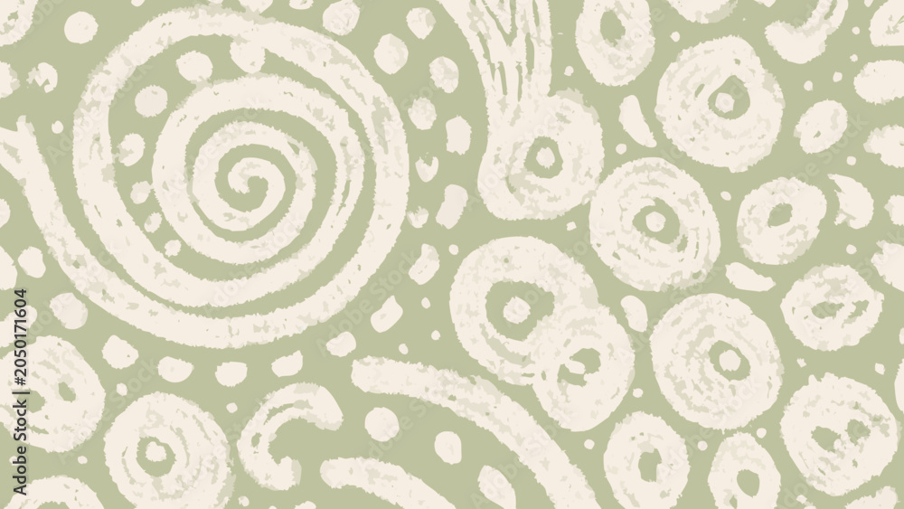 Fototapeta premium Swirl and circle pattern with a textured pale green background abstract