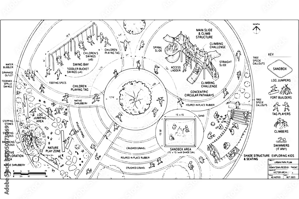 Obraz premium Top Down Playground Children Activity CAD Vector Collection