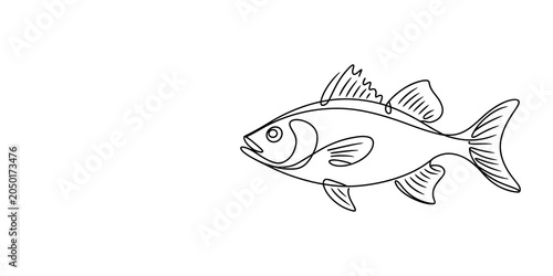 Quadro su tela Simple line drawing of a fish swimming in the water