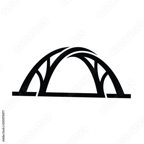 Canvas Print Simplified arched bridge engineering graphic icon with engineering, architecture