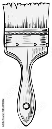 Paint Brush Illustration with Outline for Crafting and Painting Projects