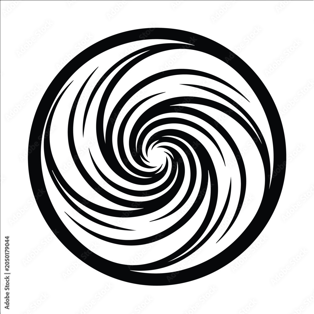 Fototapeta premium Spiral vortex circular pattern with a stylized black and white spiral vortex