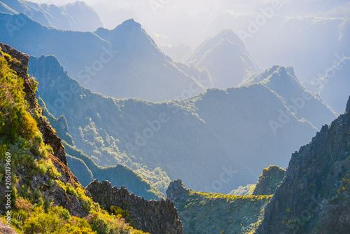 Madeira Portugal Mountain Landscapes Along Famous PR1 Hiking Trail