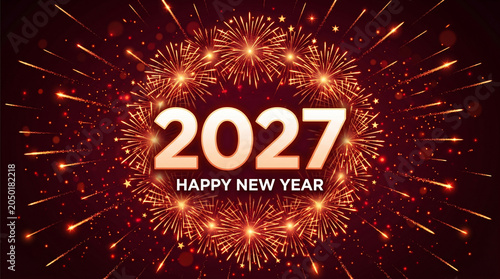 Happy new year 2027 celebration with fireworks