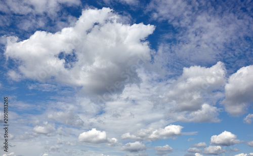Abstract image of blurred sky. Blue sky background with cumulus clouds