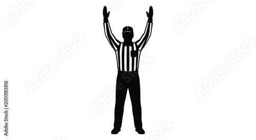 Εκτύπωση καμβά Referee Silhouette Against White Background Arms Raised In Signal