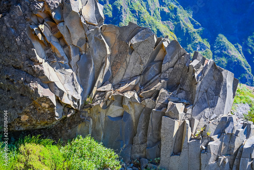 фотографія Volcanic Basalt Rock Formation Texture On Madeira Island