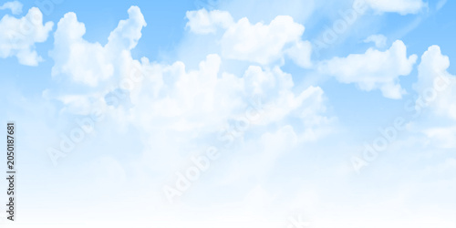 Slika na platnu White fluffy clouds in the blue azure sky panorama