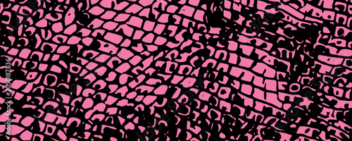 Canvastavla Vibrant pink and black snake skin texture pattern close-up