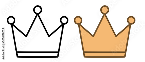 Canvastavla Crown minimalist icon, in line art and colored style, for coloring page