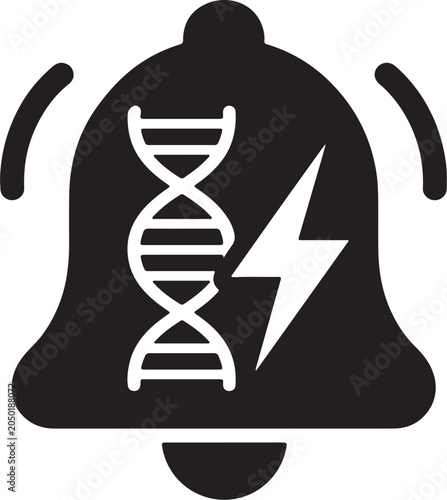 Predictive Health Alert — Flat Filled Black Silhouette Glyph Vector Icon for AI Diagnostics & Digital Health Tech App and Medical UI Design