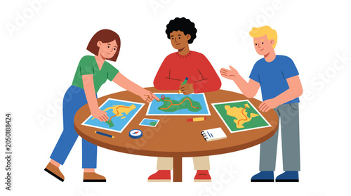 Foto Diverse group of friends playing a board game together.