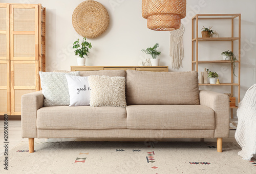 Comfortable sofa, shelving ...