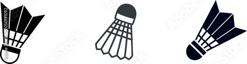 Badminton shuttlecock silhouettes vector illustration set for sports graphics and design