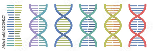 Tableau sur toile DNA Icon Set, DNA Helix, Chromosome, and Molecule Symbols, Genetics and Biotechn