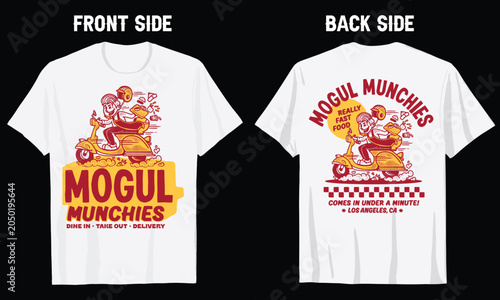 Retro Mogul Munchies Vintage Fast Food Mascot T Shirt Design