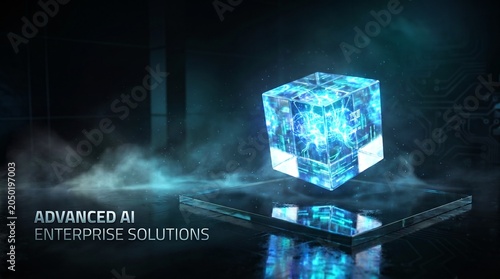 Artificial Intelligence Digital Brain powering Enterprise Solutions for Advanced Data Processing, ideal for business presentations and technology marketing.