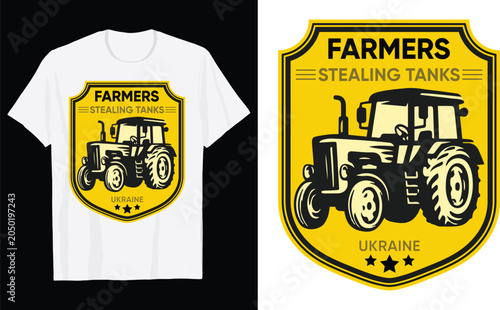 Ukrainian Farmers Stealing Tanks Vintage Military Crest T Shirt Design