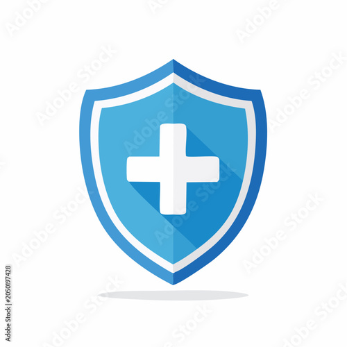 Blue Shield with White Cross Icon