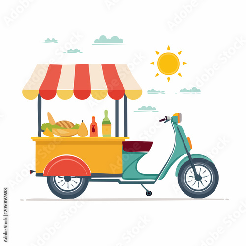 Food Scooter Cart with Awning and Sun