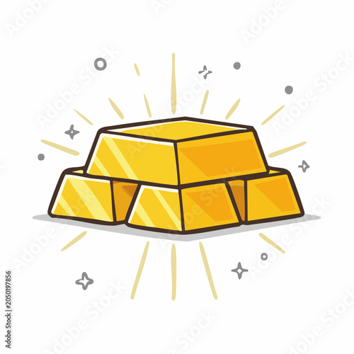 Stack of Shiny Gold Bars Illustration