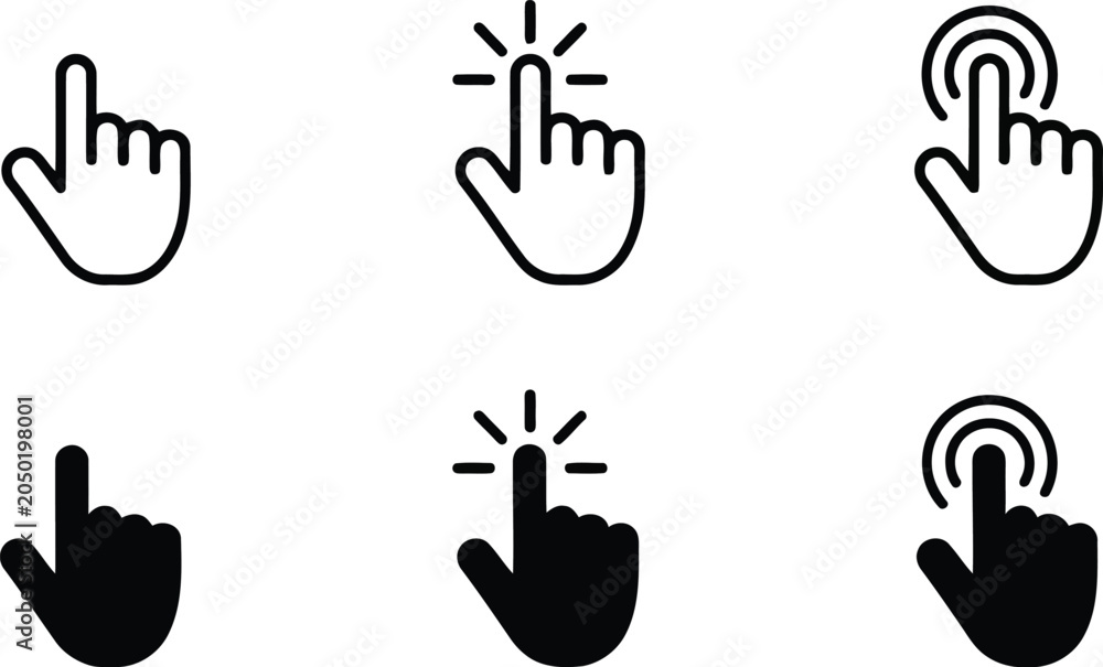 Fototapeta premium Computer cursor click touch interaction vector illustration.
