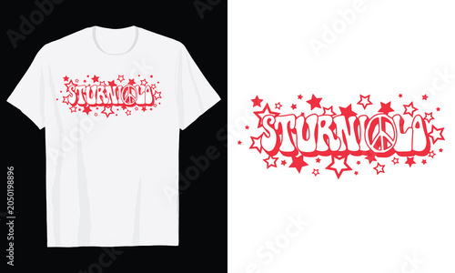 Retro 70s Peace Sign Sturniolo Bubble Stars T Shirt Design