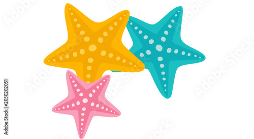 Colorful starfish on white background