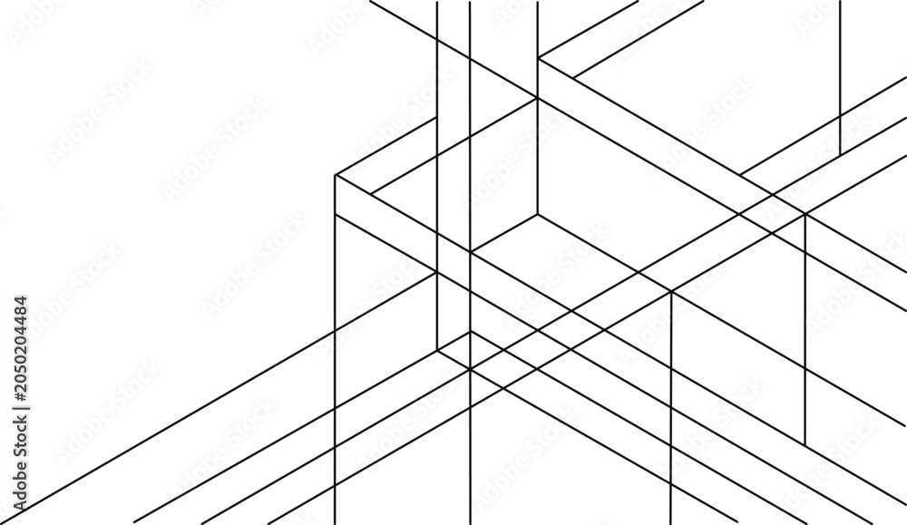 Obraz na płótnie Abstract technical architectural wireframe structure drawing with architecture
