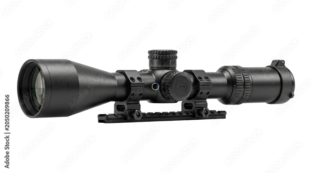 Fototapeta premium Precision Rifle Scope on White for Target Shooting Accuracy Concept