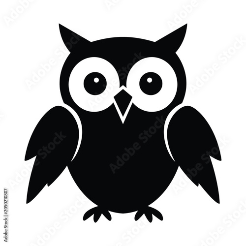 Owl black and white icon