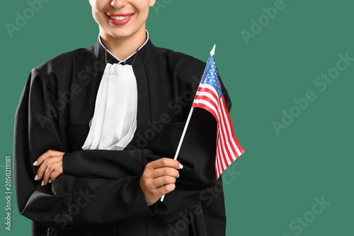 Female judge with USA flag ...