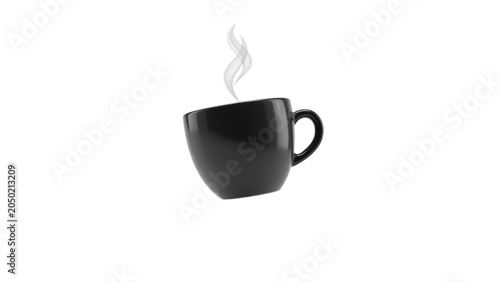 Black coffee mug with steam floating against clean background Vector