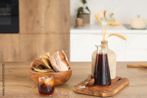 Jug and glass of tasty kvas...