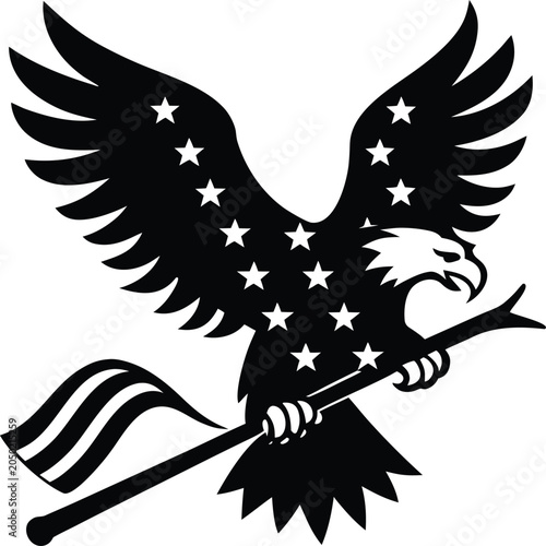 Obraz na płótnie American eagle holding flag in talons patriotic symbol