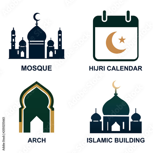 Muslim Religious Symbols Icon Collection